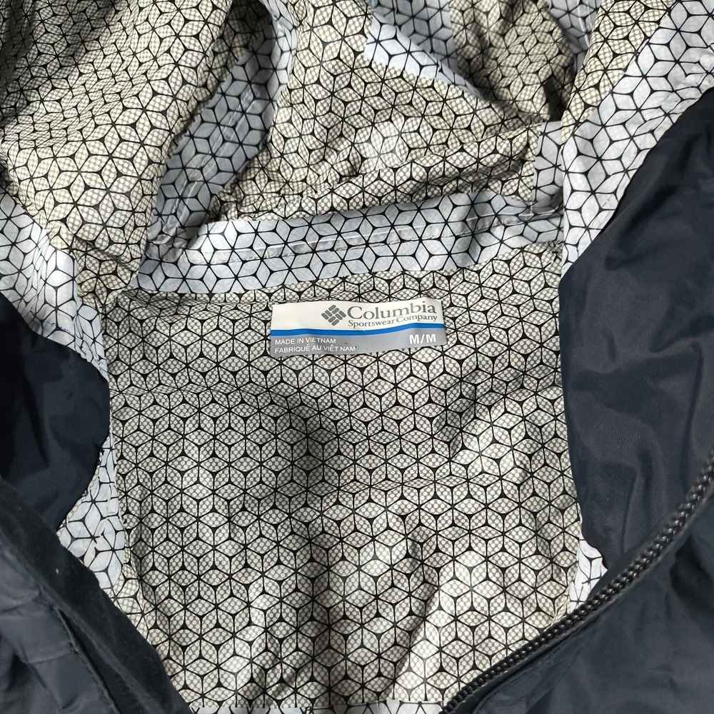Columbia Rain Jacket Men Medium Black OmniTech Hooded Lightweight Shell Full Zip - Picture 8 of 13